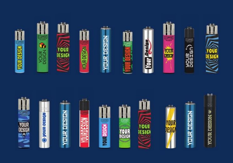 Примеры печати на зажигалках CLIPPER: макеты на разных моделях